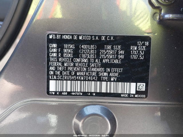 Honda HR-V EX 2019 3CZRU5H54KM704642 Image 9
