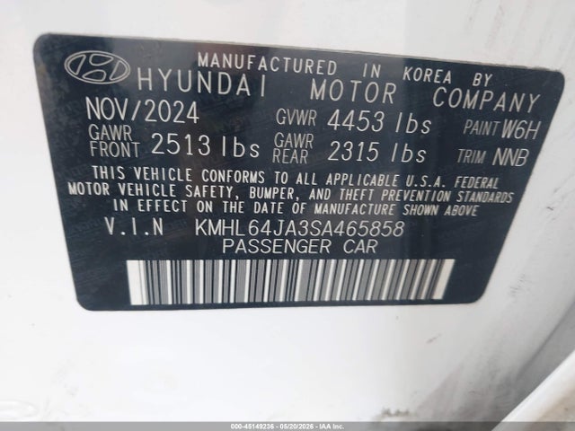 Aukcja sprzedaży 2025 Hyundai Sonata Sel, vin: KMHL64JA3SA465858, numer aukcji: 45149236