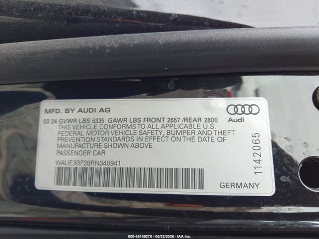 Aukcja sprzedaży 2024 Audi A6 Premium Plus 45 Tfsi Quattro S Tronic, vin: WAUE3BF28RN040941, numer aukcji: 45149270