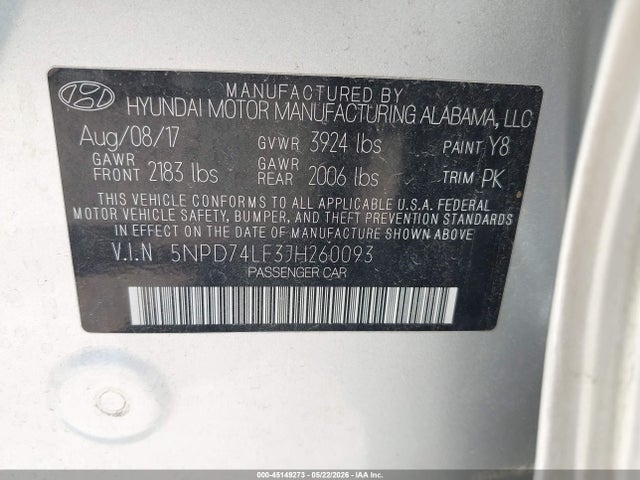 Hyundai ELANTRA SE 2018 5NPD74LF3JH260093 Image 9