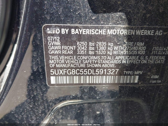 Aukcja sprzedaży 2013 Bmw X6 Xdrive50i, vin: 5UXFG8C55DL591327, numer aukcji: 45149274