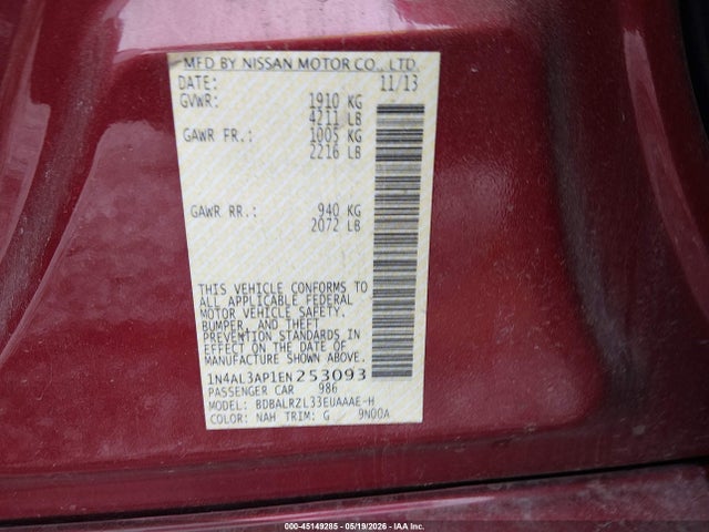 1N4AL3AP1EN253093 Nissan Altima 2.5 S
