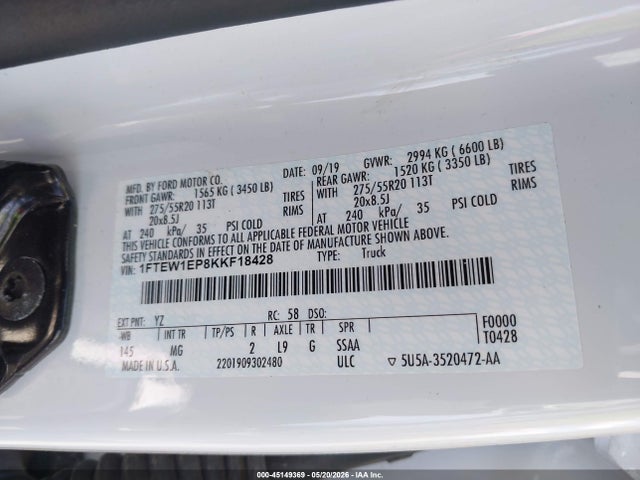 Ford F-150 Xlt 2019 1FTEW1EP8KKF18428 Image 9