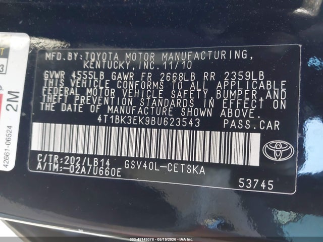 Продажа на аукционе авто 2011 Toyota Camry Se V6, vin: 4T1BK3EK9BU623543, номер лота: 45149378