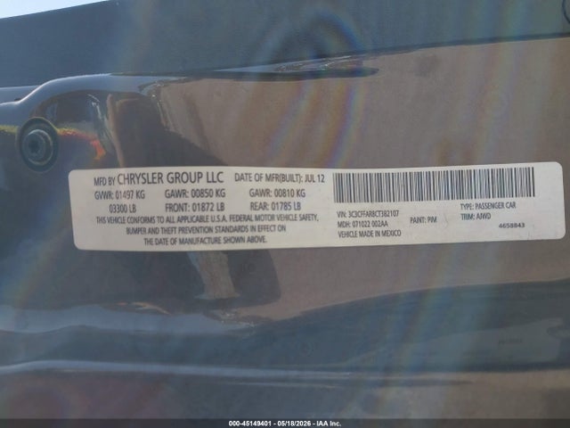 Auction sale of the 2012 Fiat 500 Pop, vin: 3C3CFFAR8CT382107, lot number: 45149401