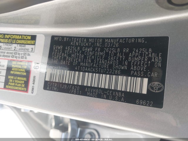 Toyota CAMRY LE 2026 4T1DAACK5TU723286 Image 9