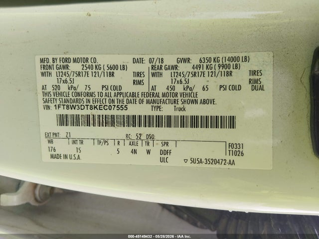 Ford F-350 Xl 2019 1FT8W3DT8KEC07555 Image 9