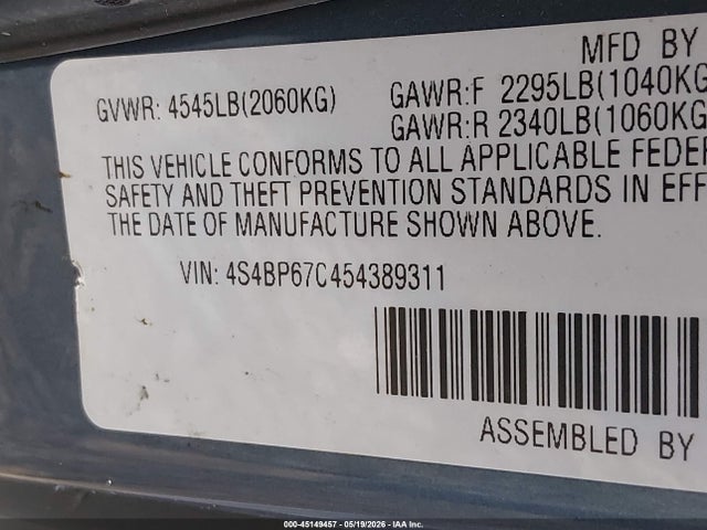 Продажа на аукционе авто 2005 Subaru Outback 2.5xt Limited, vin: 4S4BP67C454389311, номер лота: 45149457