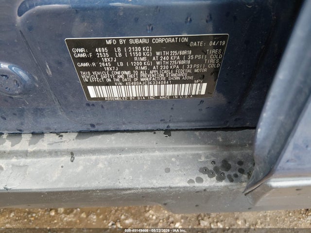 Subaru Outback 2.5i Limited 2019 4S4BSAJC3K3340841 Image 9