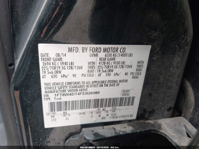 2015 Ford F-450 Xl მანქანა იყიდება აუქციონზე, vin: 1FT8W4DT4FEB26080, აუქციონის ნომერი: 45149474