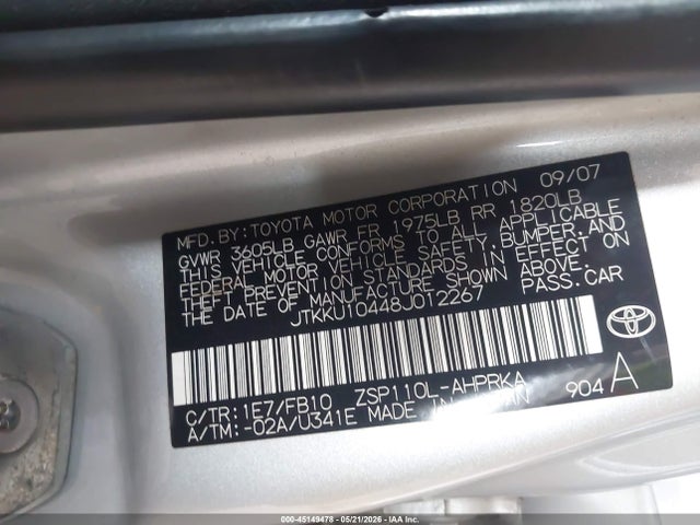 Продажа на аукционе авто 2008 Scion Xd, vin: JTKKU10448J012267, номер лота: 45149478
