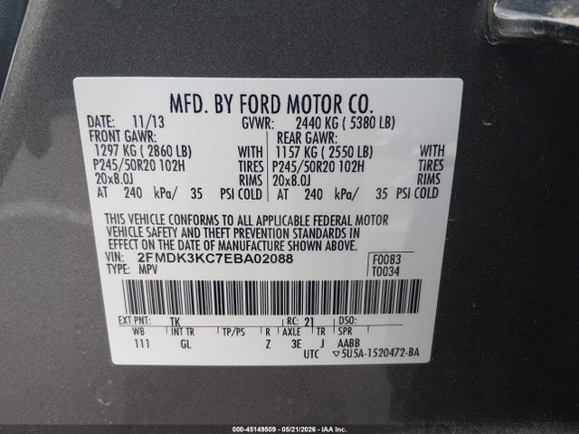 Aukcja sprzedaży 2014 Ford Edge Limited, vin: 2FMDK3KC7EBA02088, numer aukcji: 45149509