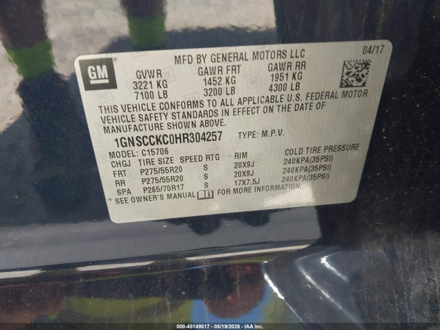 Chevrolet Tahoe Premier 2017 1GNSCCKC0HR304257 Image 9