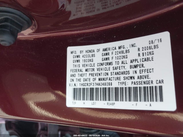 1HGCR2F37HA048098 Honda ACCORD LX