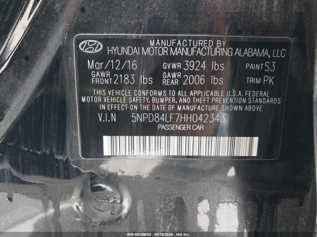 Hyundai ELANTRA SE 2017 5NPD84LF7HH042343 Image 9