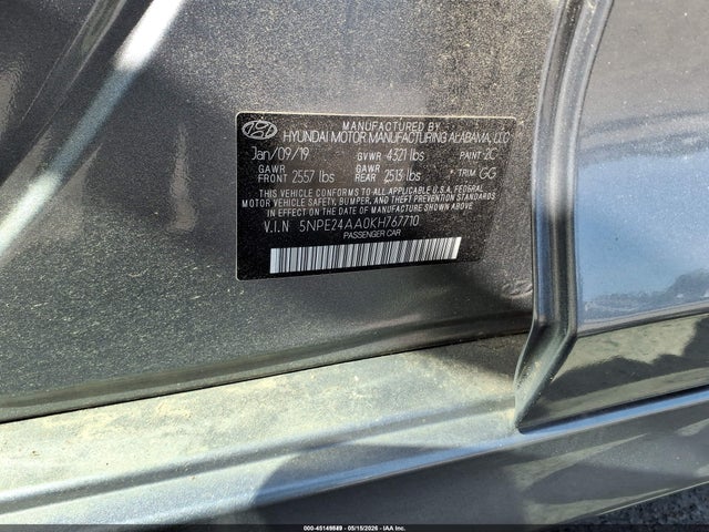 5NPE24AA0KH767710 Hyundai SONATA ECO