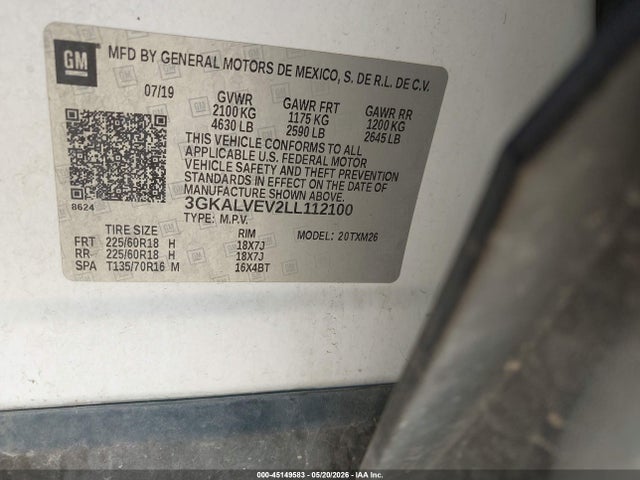 45149583 :رقم المزاد ، 3GKALVEV2LL112100 vin ، 2020 Gmc Terrain Awd Slt مزاد بيع