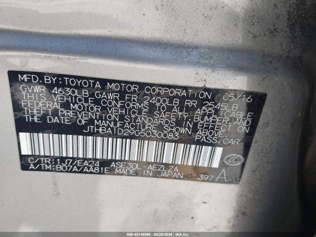Lexus IS 200T 2016 JTHBA1D29G5030083 Image 9