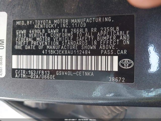 Продаж на аукціоні авто 2010 Toyota Camry Le V6, vin: 4T1BK3EK8AU112484, номер лоту: 45149617