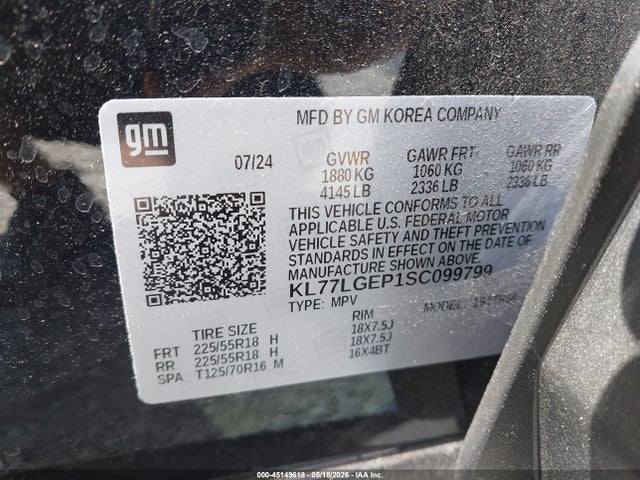 Продажа на аукционе авто 2025 Chevrolet Trax Fwd 1rs, vin: KL77LGEP1SC099799, номер лота: 45149618