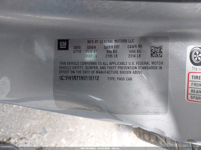 1G1FH1R71H0116112 Chevrolet CAMARO 2SS