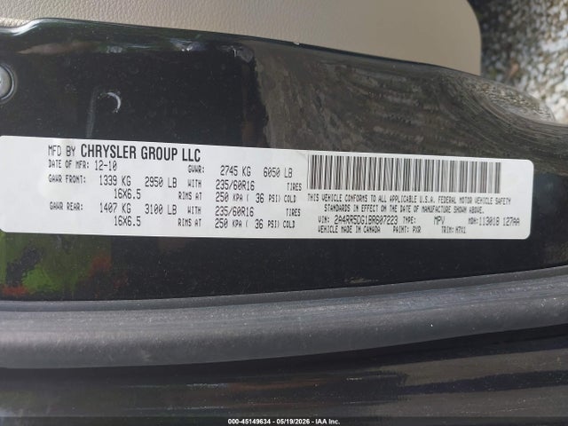 Продаж на аукціоні авто 2011 Chrysler Town & Country Touring, vin: 2A4RR5DG1BR607223, номер лоту: 45149634