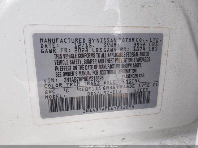 Nissan SENTRA SR 2016 3N1AB7AP6GY213895 Image 9