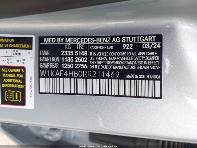 W1KAF4HB0RR211469 Mercedes-Benz C 300