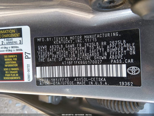 4T1BF1FK6GU170027 Toyota CAMRY SE