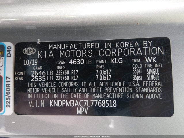 KIA Sportage Lx 2020 KNDPM3AC7L7768518 Image 9