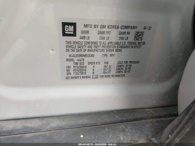 Buick Encore Awd Preferred 2022 KL4CJESM0NB535360 Image 9