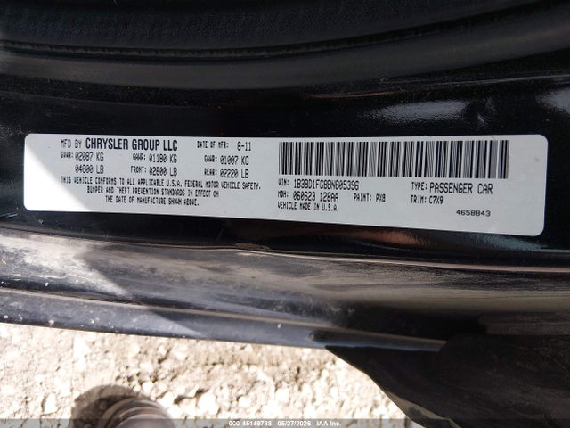 2011 Dodge Avenger Mainstreet მანქანა იყიდება აუქციონზე, vin: 1B3BD1FG8BN605396, აუქციონის ნომერი: 45149788
