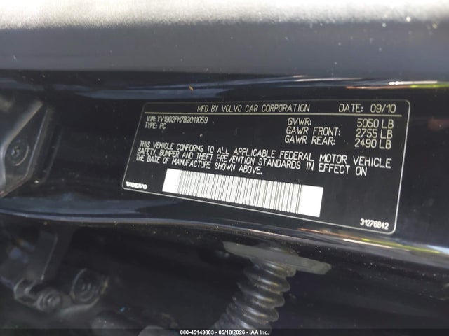 2011 Volvo S60 T6 მანქანა იყიდება აუქციონზე, vin: YV1902FH7B2011059, აუქციონის ნომერი: 45149803