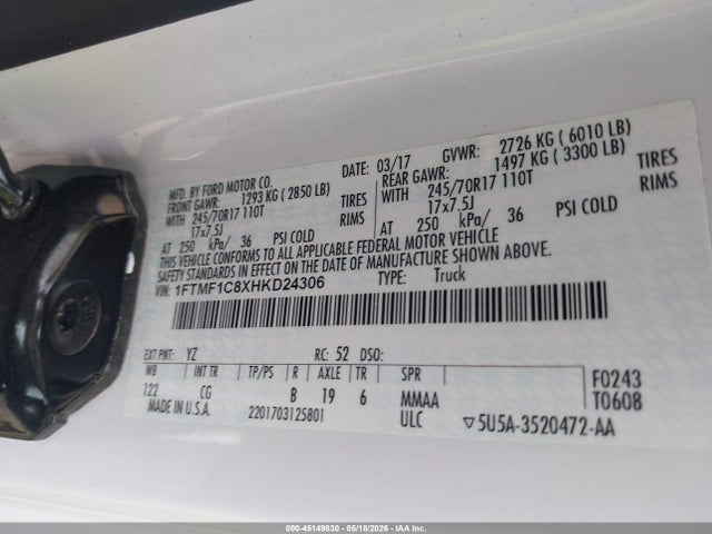Ford F-150 Xl 2017 1FTMF1C8XHKD24306 Image 9