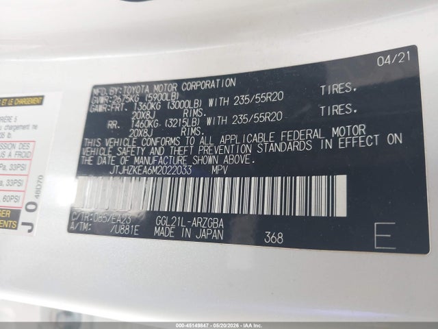 Lexus Rx 350l 2021 JTJHZKEA6M2022033 Image 9