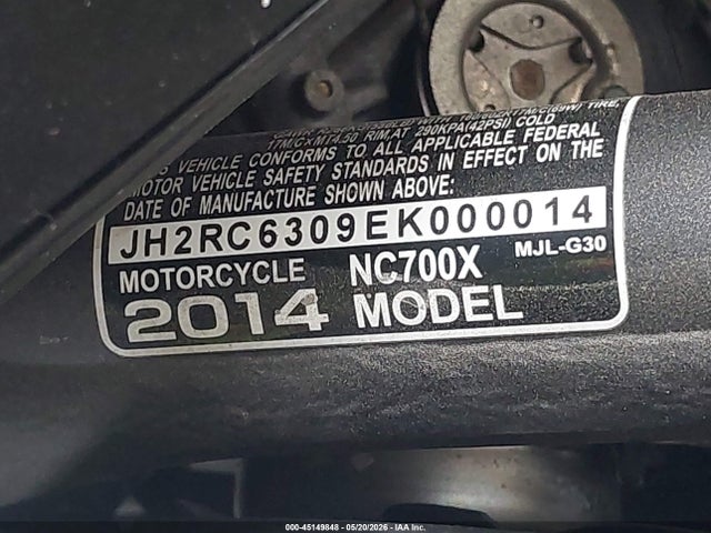 Aukcja sprzedaży 2014 Honda Nc700x, vin: JH2RC6309EK000014, numer aukcji: 45149848
