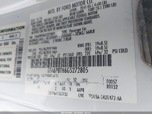 Ford Mustang Ecoboost 2016 1FA6P8TH6G5272805 Image 9