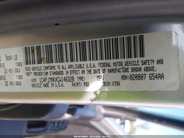 45149864 :رقم المزاد ، 1C4PJMAKXCW146328 vin ، 2012 Jeep Liberty Sport مزاد بيع