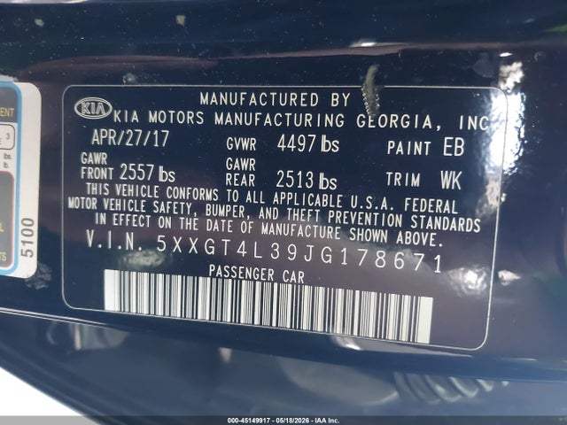 5XXGT4L39JG178671 KIA Optima Lx