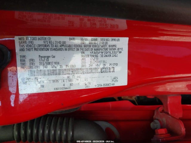 Aukcja sprzedaży 2016 Ford Focus Se, vin: 1FADP3F22GL222738, numer aukcji: 45149926
