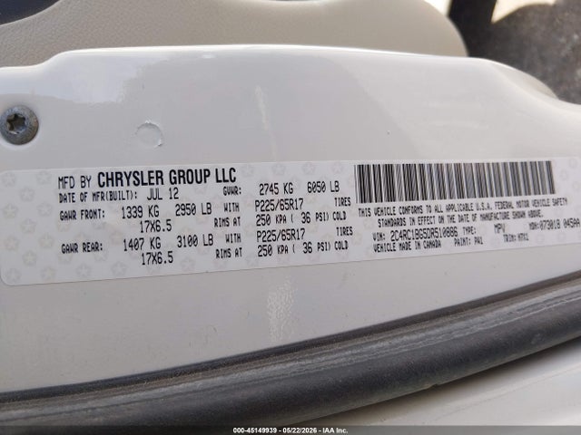 45149939 :رقم المزاد ، 2C4RC1BG5DR510886 vin ، 2013 Chrysler Town & Country Touring مزاد بيع