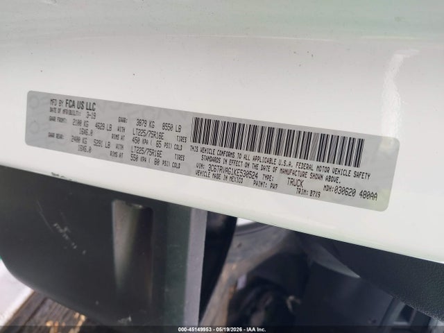 Aukcja sprzedaży 2019 Ram Promaster 1500 Low Roof 136 Wb, vin: 3C6TRVAG1KE530524, numer aukcji: 45149953
