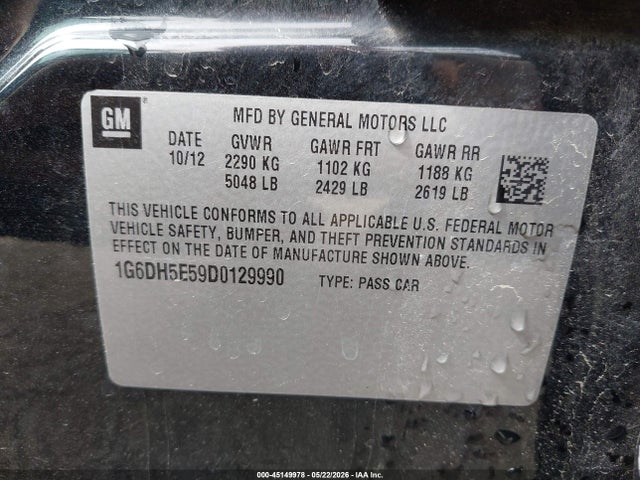 2013 Cadillac Cts Luxury მანქანა იყიდება აუქციონზე, vin: 1G6DH5E59D0129990, აუქციონის ნომერი: 45149978