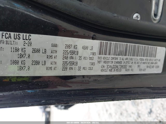 Aukcja sprzedaży 2020 Jeep Compass Limited 4x4, vin: 3C4NJDCB4LT205352, numer aukcji: 45149999