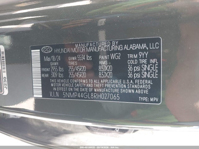 5NMP44GL8RH027065 Hyundai Santa Fe Limited