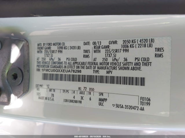 Ford ESCAPE SE 2014 1FMCU0GXXEUA78298 Image 9