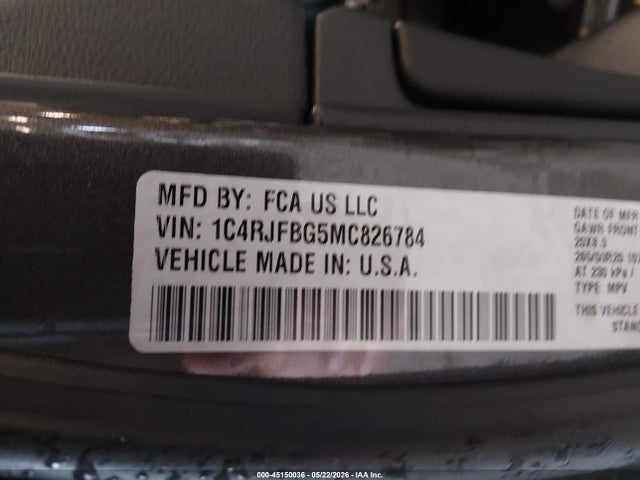 1C4RJFBG5MC826784 Jeep Grand Cherokee 80th Anniversary 4x4