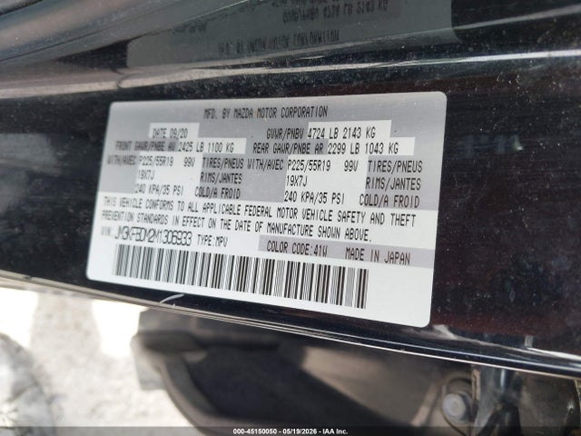 Auction sale of the 2021 Mazda Cx-5 Grand Touring, vin: JM3KFBDM2M1306933, lot number: 45150050
