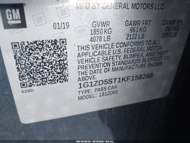 Chevrolet MALIBU LT 2019 1G1ZD5ST1KF158288 Image 9