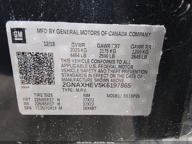 Chevrolet EQUINOX LS 2019 2GNAXHEV5K6197865 Image 9